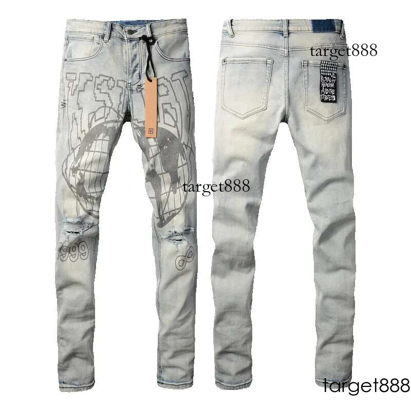 KSUBI Cross Jeans American Style High Street Hot Selling Graffiti Logo Skinny Jeans New Vintage Ripped Stretch KSUBI Men's Jeans