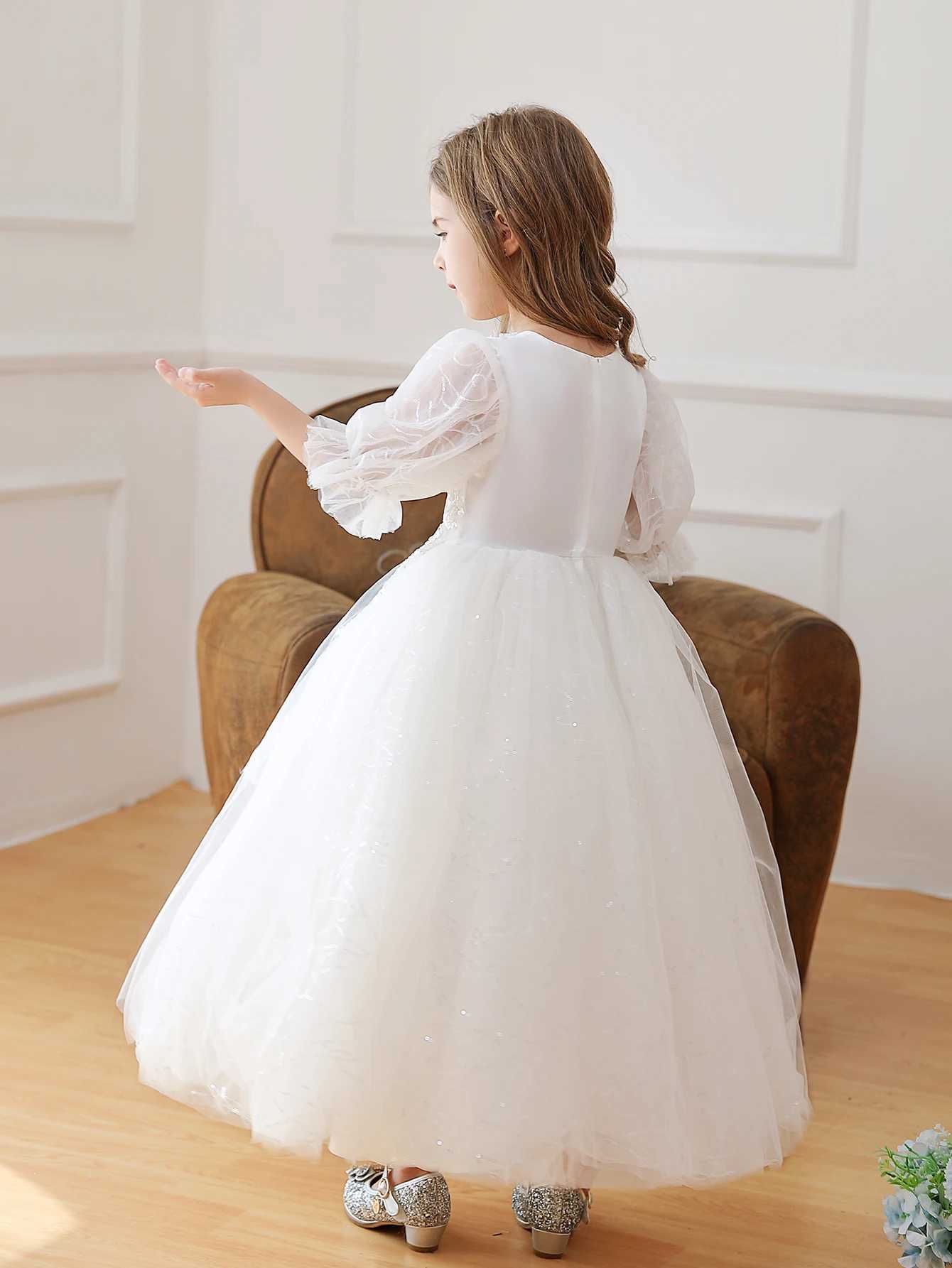 New Sle Par Dress Wedding Flower Frock Bridal Ball Gown For Little Girl 7 YearsXJ250108