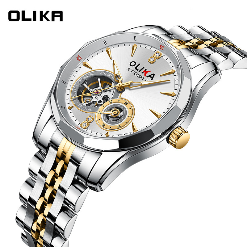 Elegant Men's Skeleton Watch with Stainless Steel Band and Mechanical Movement