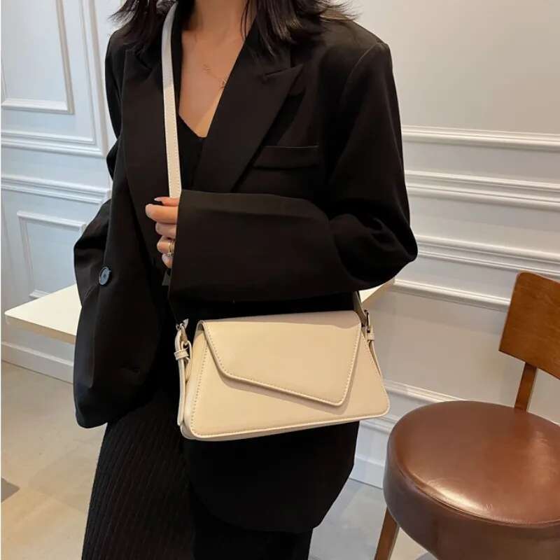 Lizzytsu Designer Vintage Solid Shoulder Bag Women Korean Casual PU Square Fashion Elegant Haruku Crossbody Bags