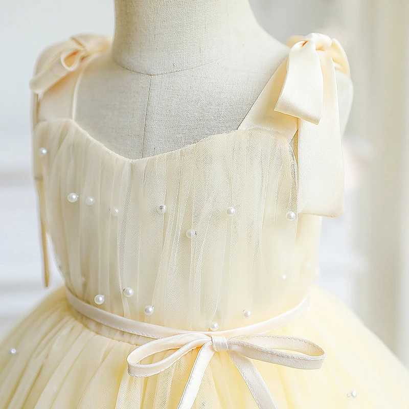 Baby Girls 1st Birthday Par Princess Dresses Toddler Kids Wedding Evening Gown Baby Girls Tulle Tutu Pearls Summer VestidosXJ250108