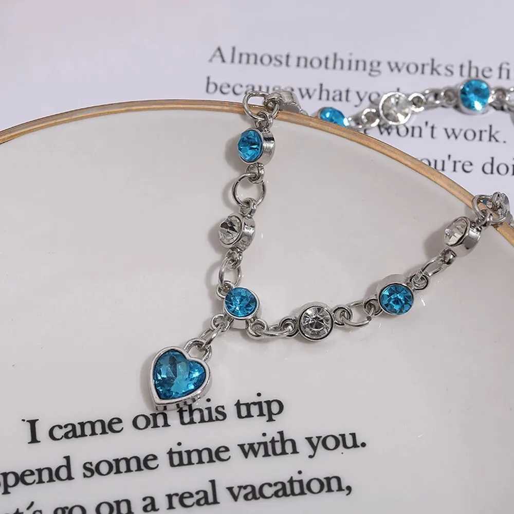 Women Silver Color Lucky Bracelet Female Blue Crystal Heart Charm Pulseras Bracelet Bridal Wedding Engagement Fine Jewelry GiftXJ250109