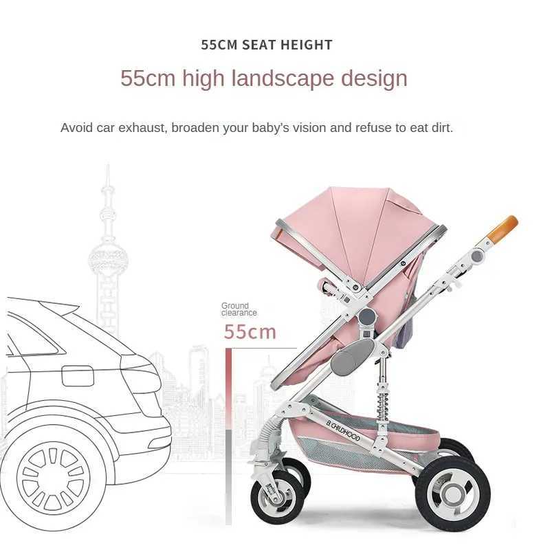 Baby stroller 3 in 1 stroller folding two-sided child four seasons stroller baby carriage high landscape Newborn Travelling Z250319