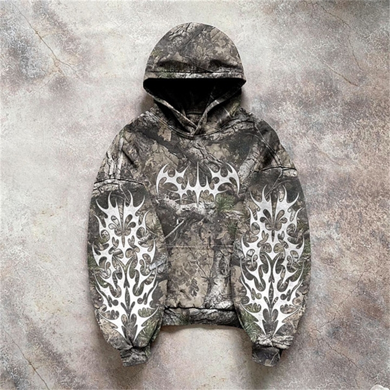 American Fashion Trend Joker Fleece Padded Zipper Hoodie Men Street Y2K Hip Hop Retro Sweatshirt Unisex Casual Loose Punk Hoodie 250102
