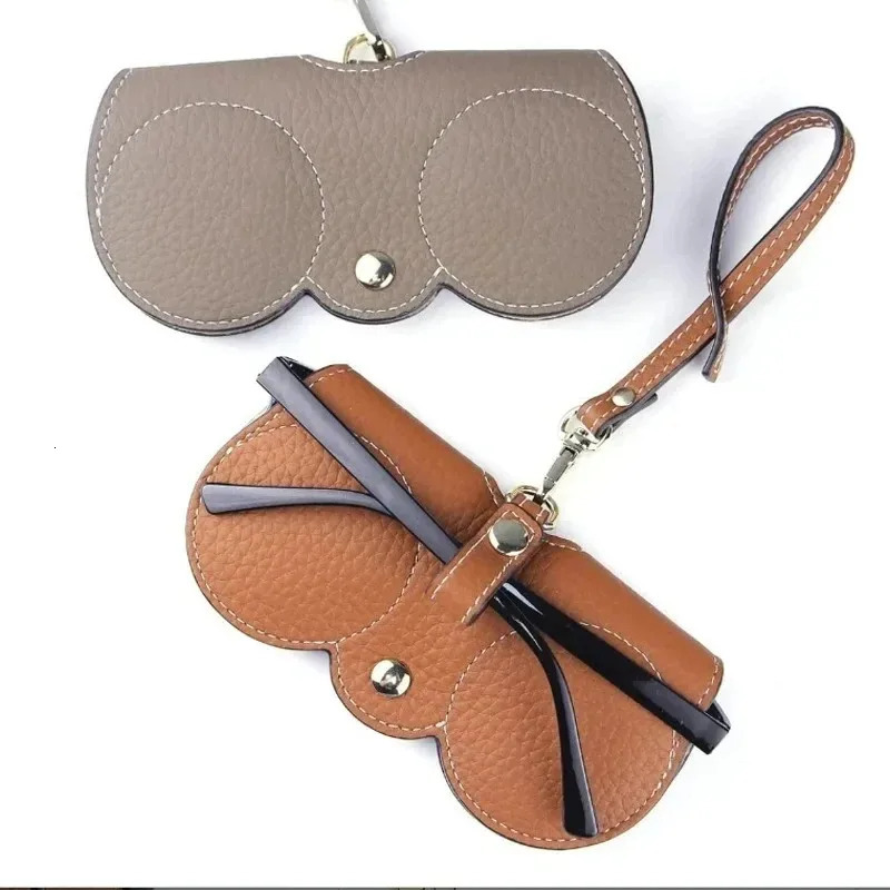Litchi Embossed Glasses Cover Cute Hanging PU Leather Sunglasses Reading Storage Bag Portable Travel Eyewear Holder 250109