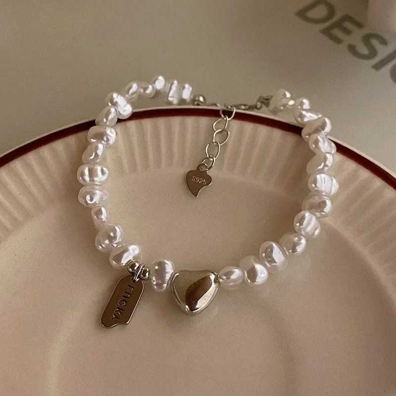 New 925 Sterling Silver Bracelet Pearls Knots Bracelet for Women Fashion Heart Pearls Bracelet Luxury Jewelry Accories GiftXJ250109