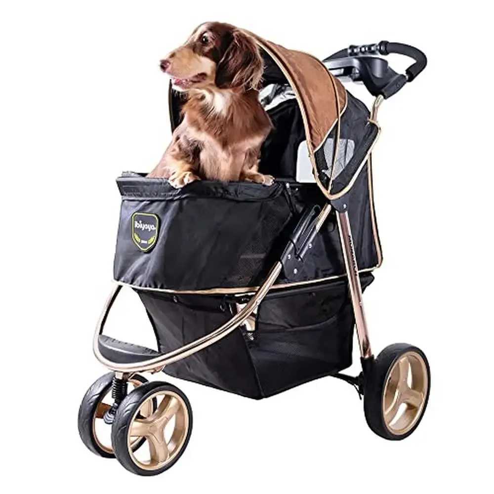 Foldable aluminum dog stroller suitable for medium and small pets lightweight with storage and grid ventilation ergonomically designed W250109