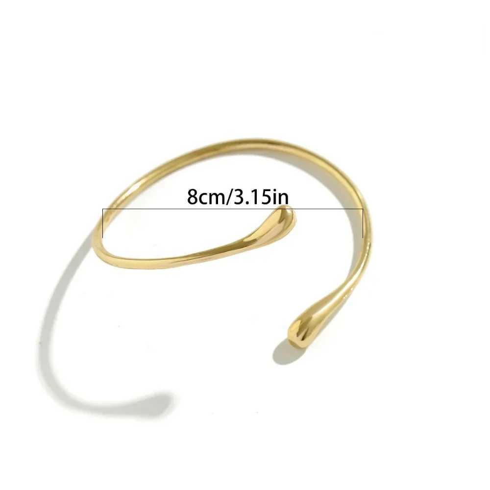 Simple Vintage Water Drop Open Cuff Bangles for Women 2024 Trend Goth Geometric Arm Bracelet Aesthetic Jewelry Gift NewXJ250109