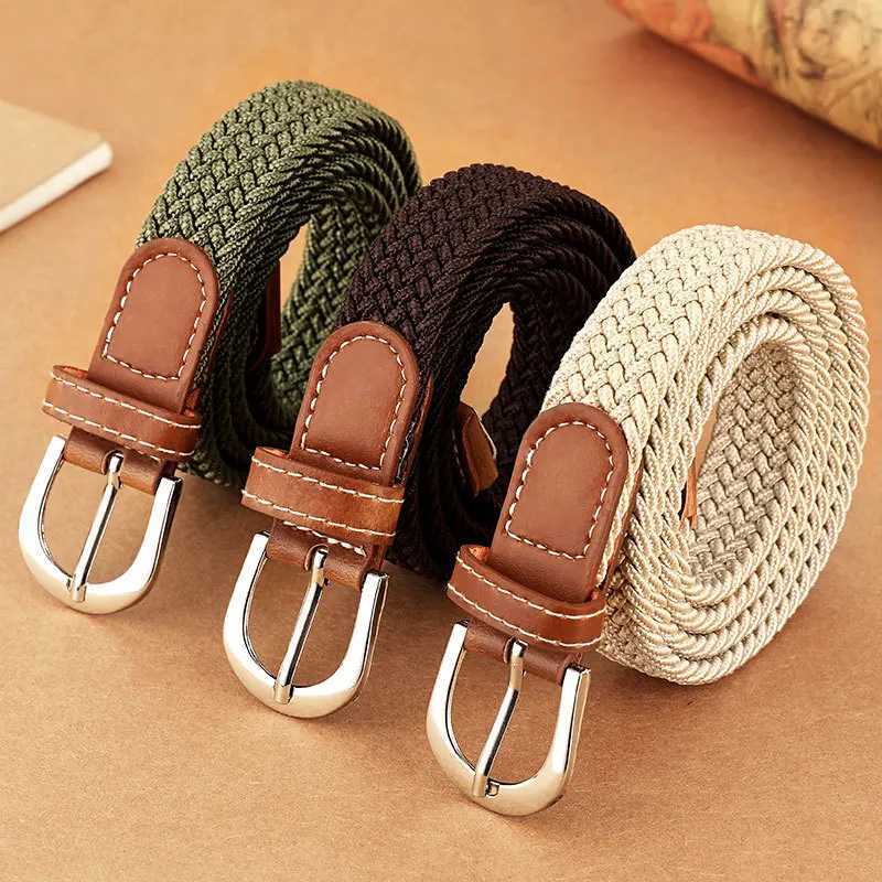 Non perforated and non punched womens elastic canvas belt womens full set of student pants belt W250109