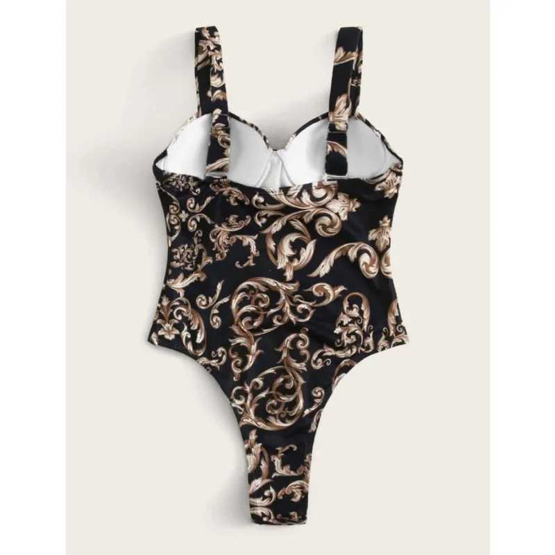 Summer Sexy Print One Piece Swimsuit Closed Fa Swimwear Push Up Body Womens Swim Wear Bathing Suit Beach Pool Bather 2025XJ240108