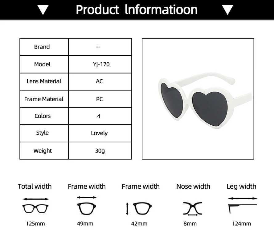 2023 Fashion Heart shaped Childrens Sunglasses Black Red Small Frame Sunglasses Retro Boys Girls Children Oculos de Sol W250109