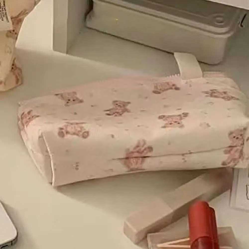 High quality Corduroy makeup bag large capacity cartoon bear makeup bag travel organizer makeup bag W250109