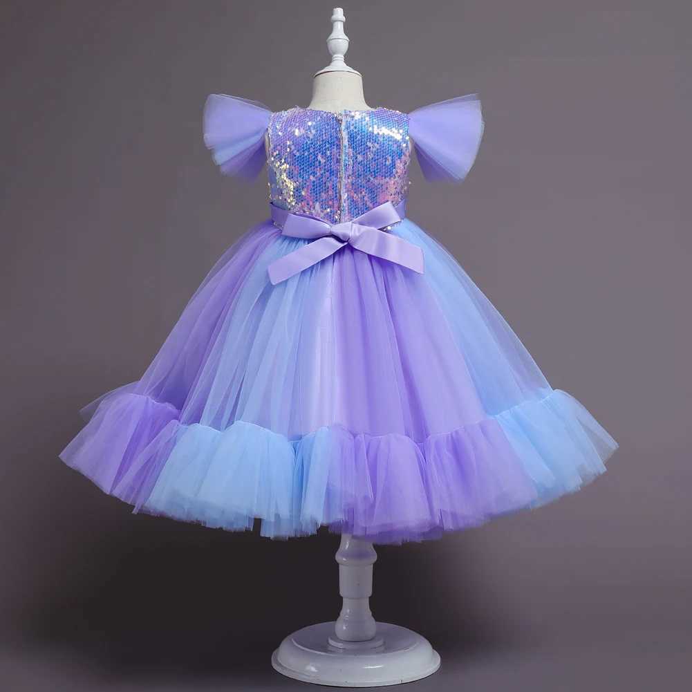 Shiny 2 Pieces Christmas Girl Kids Par Dress Purple Long Gown For Girls Elegant Children Par Dress for 8 Years OldXJ250108
