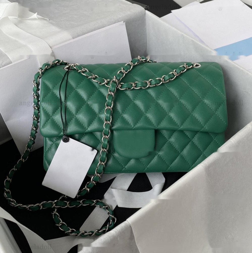 10A Mirror Quality Designer Classic Double Flap Bags Medium Womens Handbag Real Leather Caviar Lambskin Green Quilted Purse Crossbody Shoulder Bag fashionable FJX