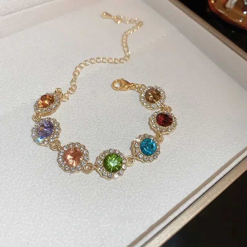 Luxurious Colorful Crystal Chain Bracelet For Women Fashion Personalized Daily Accory Party Jewelry Birtay Anniversary GiftXJ250109