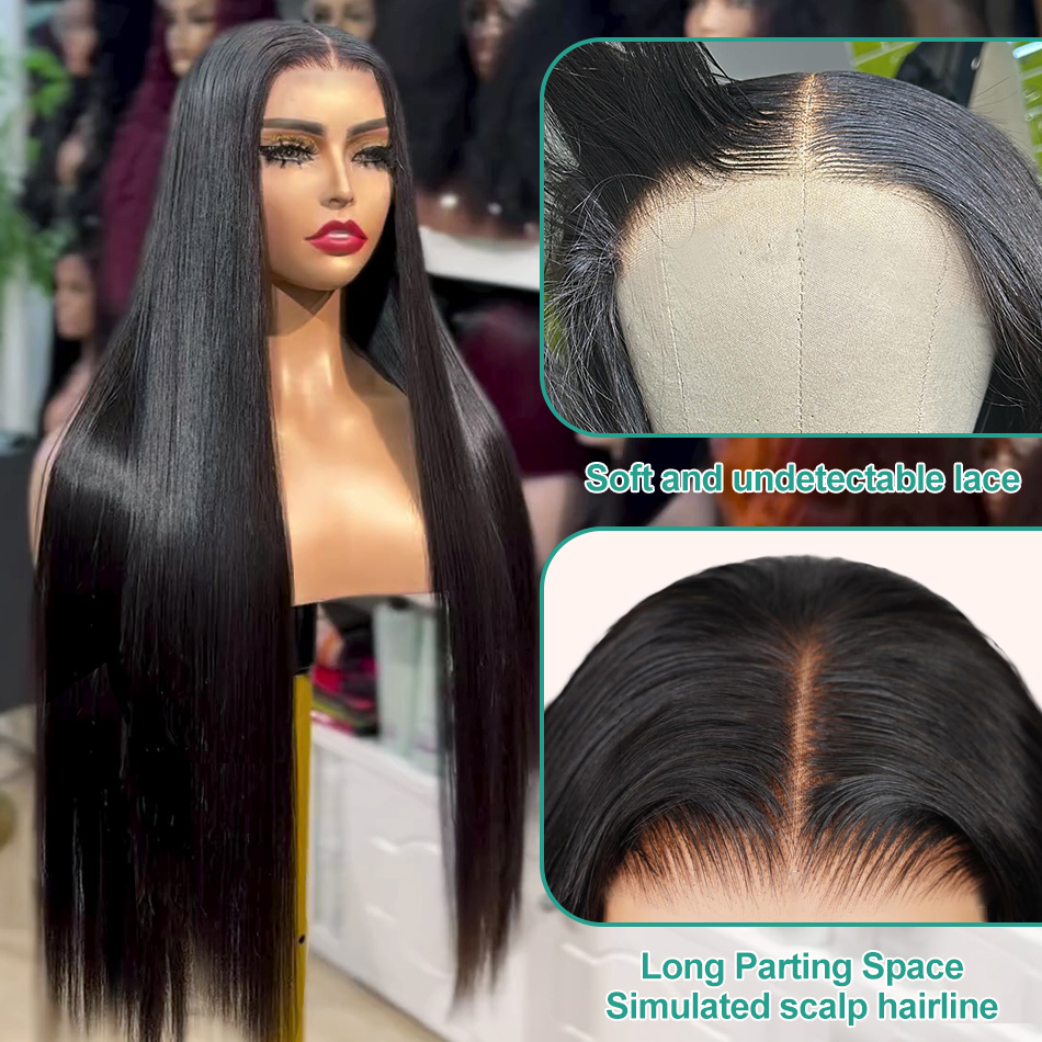MELODIE 220 Density Glueless 5X5 Human Hair Wig 40 42 Inch Bone Straight Lace Front Wigs Preplucked Ready To Go Remy