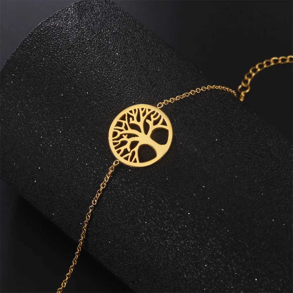 Tree of Life Bracelet for Women Charm Gold Plated Stainl Steel Bracelets 2023 Luxury Woman Jewelry pulseras para parejasXJ250109
