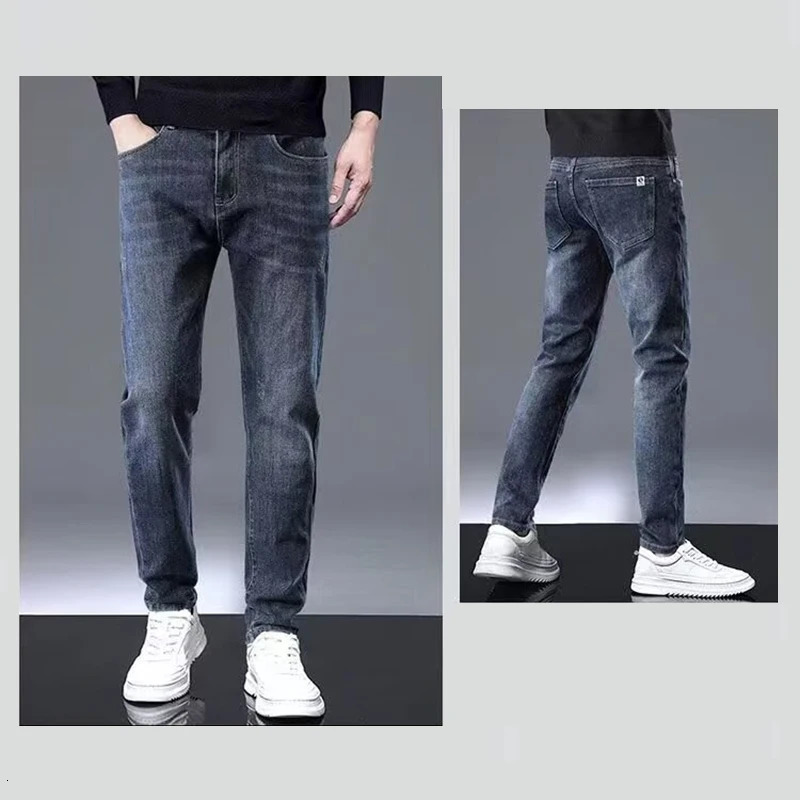 Mens Classic Versatile N Leg Denim Pants Office Work Chino Trousers Chic Vintage Streetwear Casual Jeans Male 250102