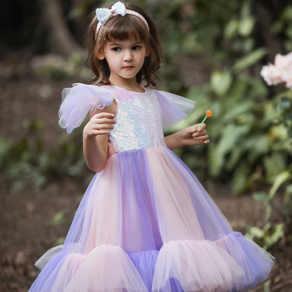 Shiny 2 Pieces Christmas Girl Kids Par Dress Purple Long Gown For Girls Elegant Children Par Dress for 8 Years OldXJ250108
