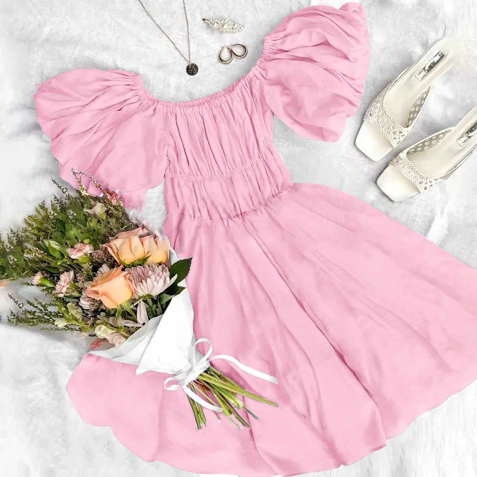 Summer fashion backless white beach dress for women elegant and sexy slanted collar ruffled casual A-line mini dress M250109
