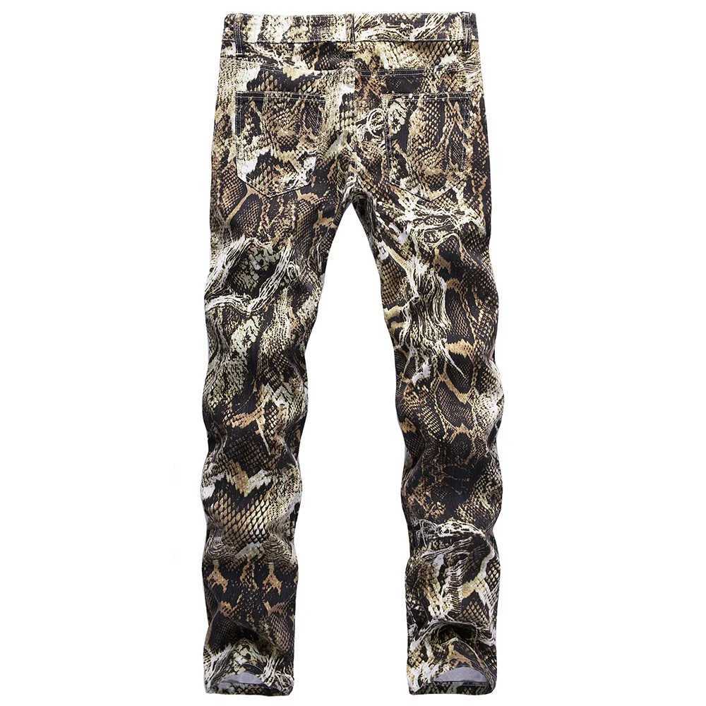 New Arrival Sokotou mens fashionable snake skin printed jeans ultra-thin color stretch jeans Z250109