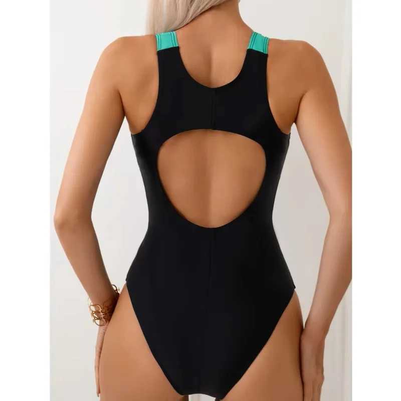 Summer Sexy One-Piece Swimsuits Closed Womens Swimwear Sports For Swimming Wear Body Bathing Suits Beachwear Pool Bather 2025XJ240108