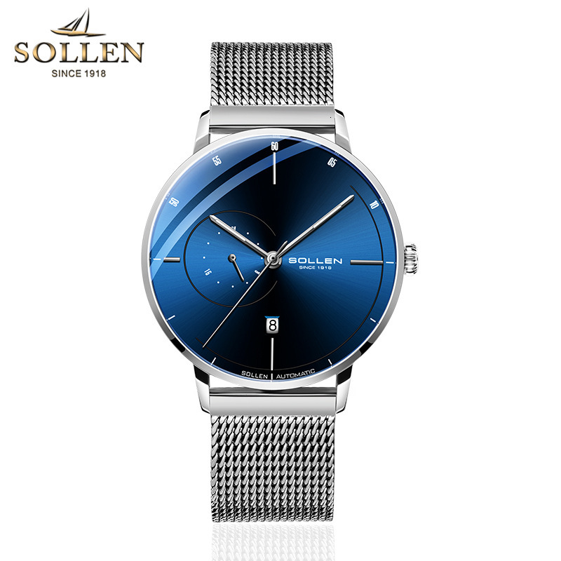 SOLLEN Trendy Korean Style Automatic Mechanical Watch for Men with Quartz Movement