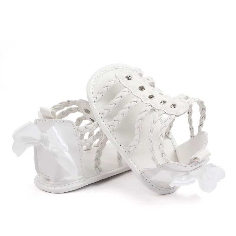 Babyshoes Girls Roman Sandals Open toe Knitted Solid Color Simple New Summer Hollow Flat Casual Shoes Childrens Fashion Casual Shoes W250108