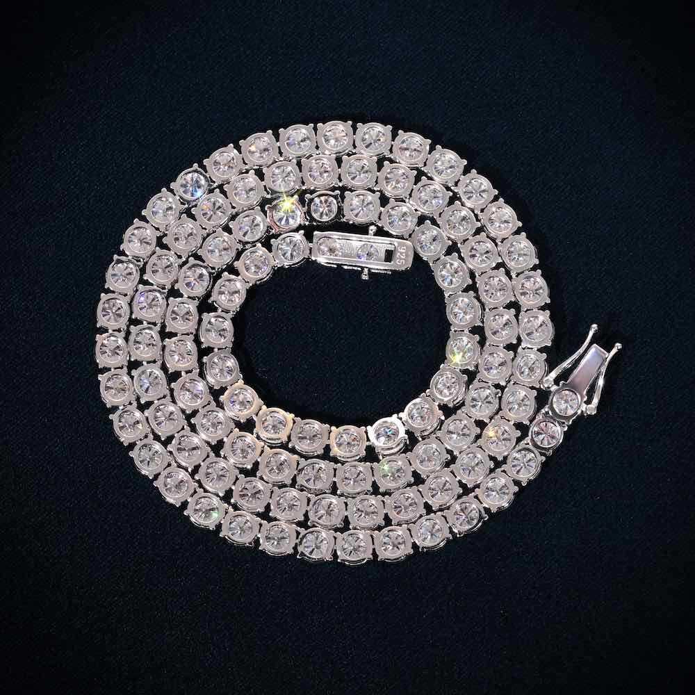 Precious round cut hip hop tennis necklace for women in moissanite diamond crafted in 14KT White gold with VVS clarity