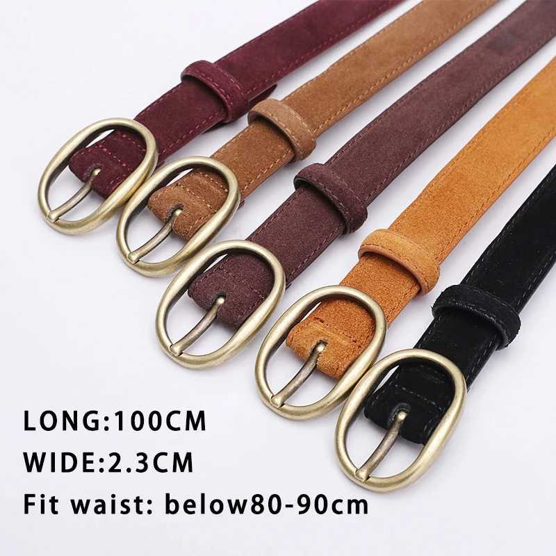 Simple and fashionable metal clip buckle real belt double-layer denim width 2.5cm womens jeans luxury designer belt W250109
