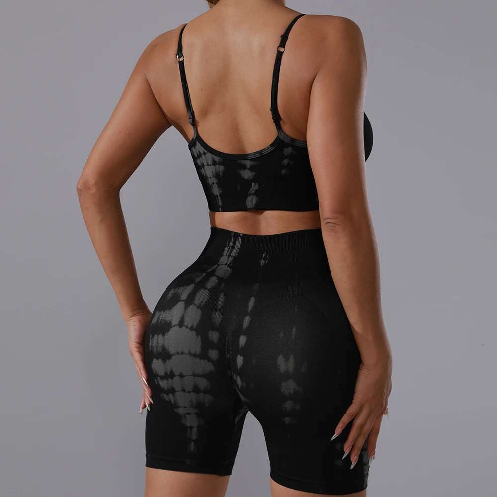 Women's Tracksuit Yoga 2Pc Set Top Push Up Camisole Without Frame Bra Seamless Sports Tights Shorts Fiess Gym Set