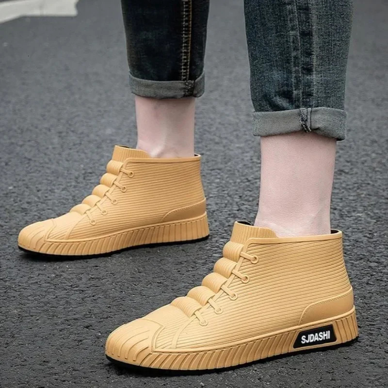 Short Ankle Low Cooking Fishing Rain Boots for Men Gum Chef Kitchen Pvc Waterproof Fashion Man Shoes Adult Outdoor Work Garden 250106