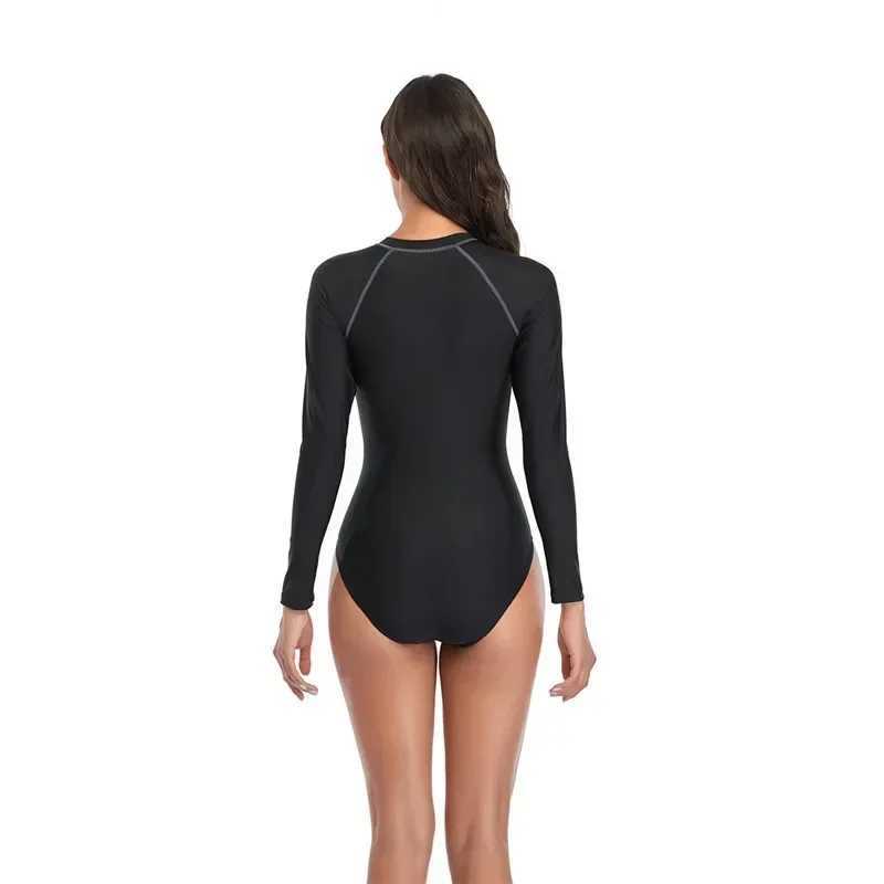 Printed One Piece Swimsuit Women New Long Seve Surfing Suit Fashion Swimming Suit Bathing Suits Swimwear Woman WetsuitXJ240108