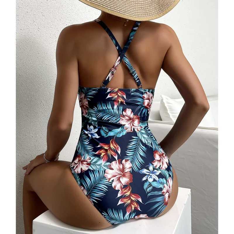 Sexy Print One Piece Large Size Swimwear Push Up Women Plus Size Swimsuits Closed Fa Body Bathing Suit For Pool Beach WearXJ240108