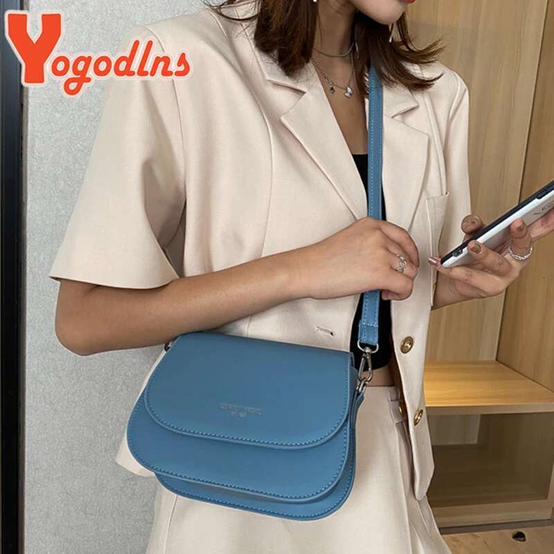 Ydlns Trendy Saddle Shoulder Women PU Leather Crossbody Simple Solid Color Flap Messenger Bag Designer Handbags Pouch