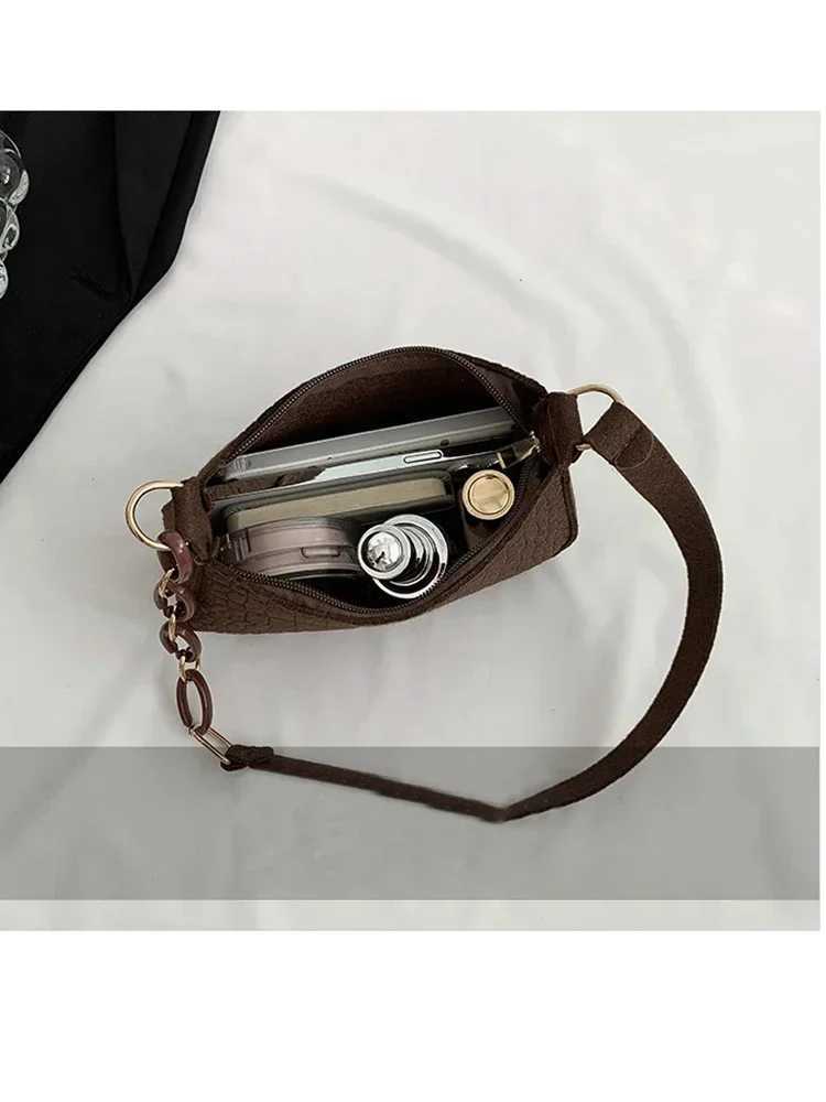 Wool Fiber Small Square Bag New Korean Style Fi Ste Pattern Shoulder Creative Bag for WomenXJ250108