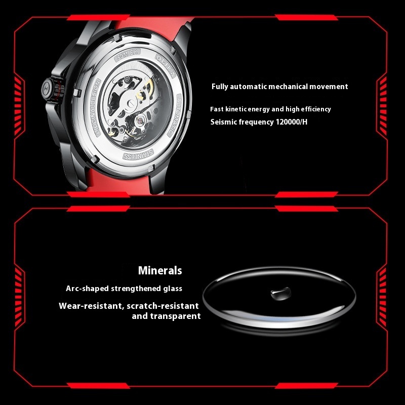 Stylish Men's Double-Sided Skeleton Automatic Watch with Luminous Features