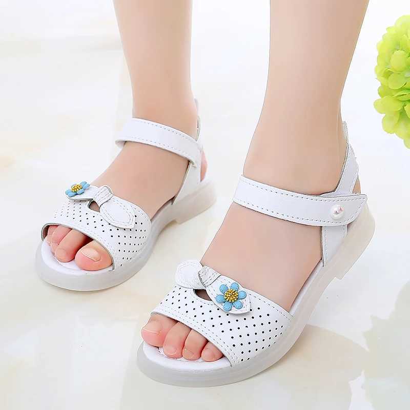 2024 New Girl Sandals Hollow Bow Flower Cute Childrens Fashion Princess Casual Shoes Platform Summer Hook and Loop Soft Edition W250108