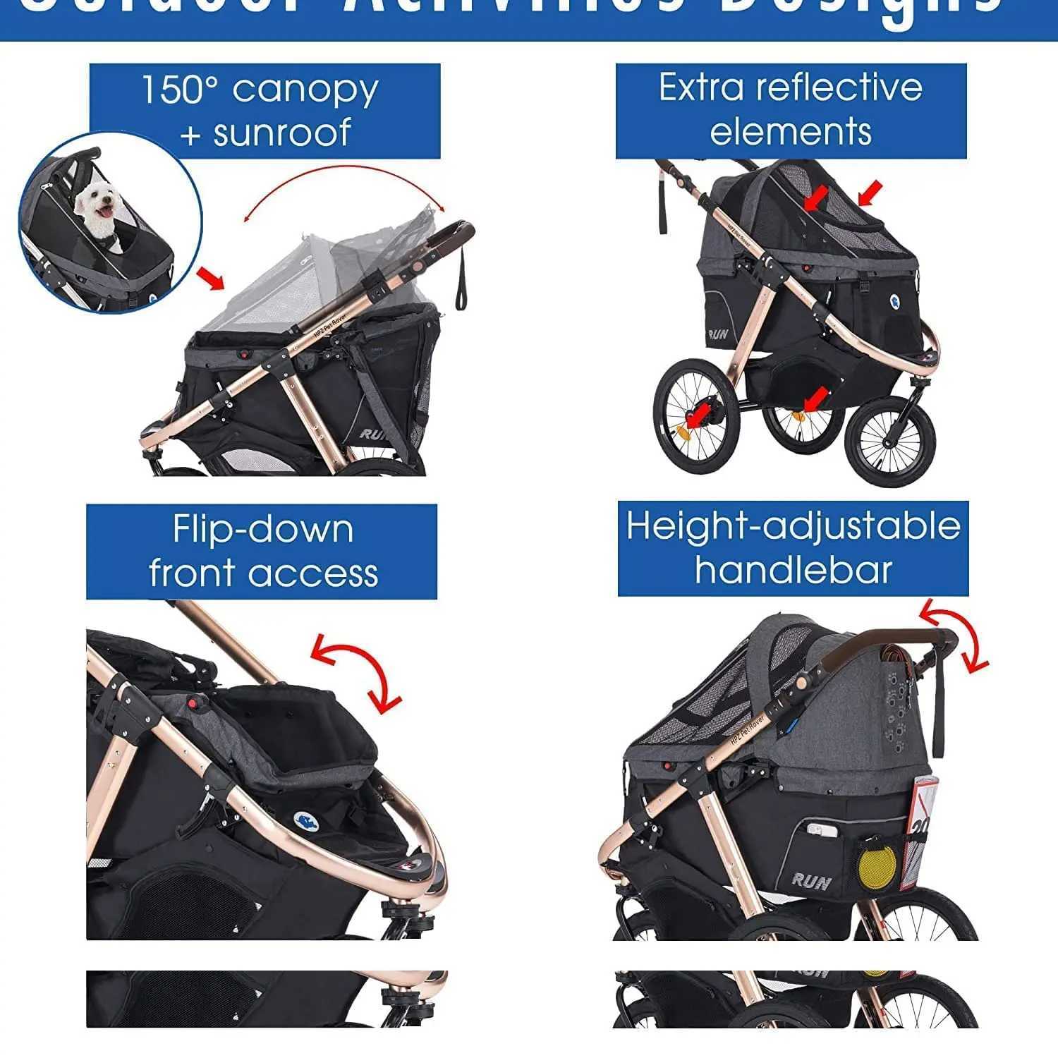 Pet Rover Running Performance Slow Running Sports Cart with Comfortable Rubber Wheels W250109