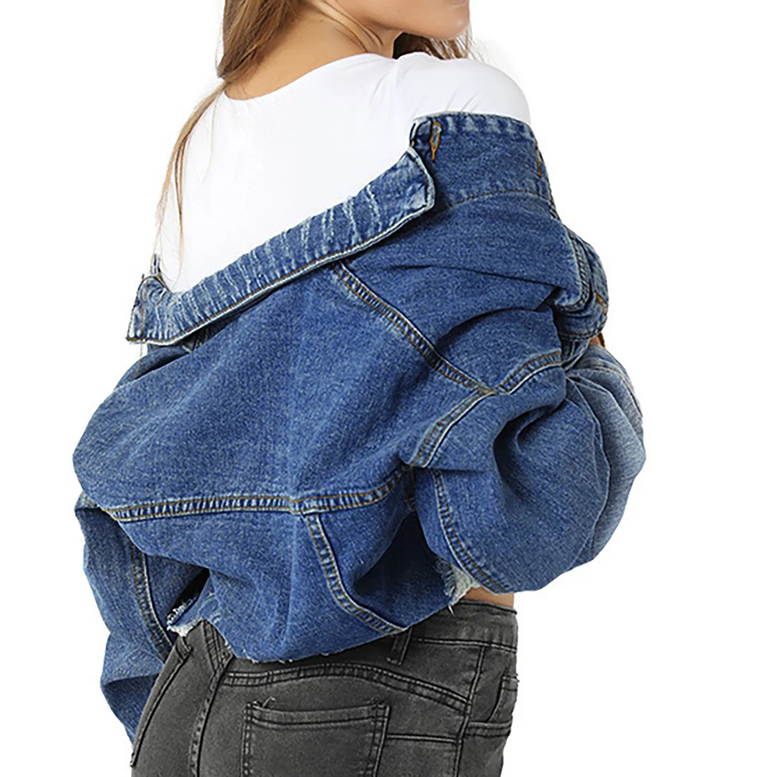 Cropped Denim Jackets Coats Short Black Blue Jeans Jacket Autumn Korean Fashion Outerwear Womens Crop Tops 250109