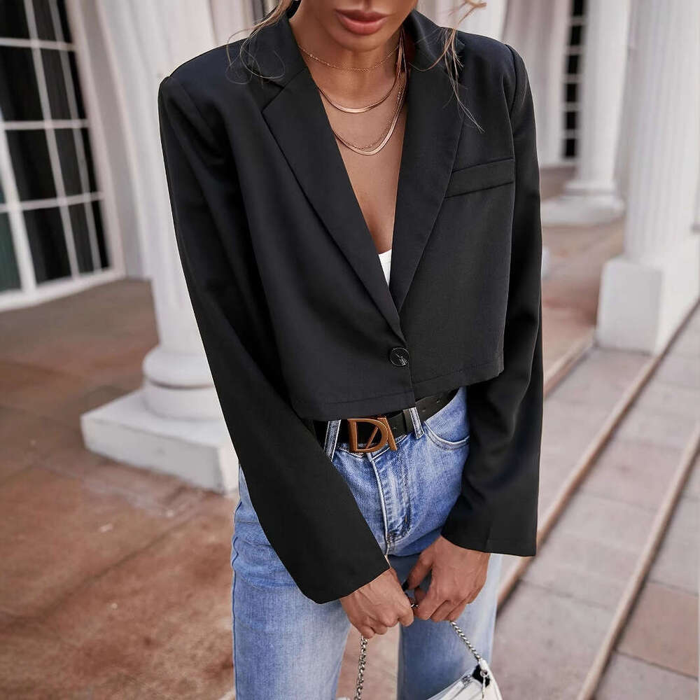 Cross Border Foreign Trade New Short Small Suit Jacket With A Niche Design, Reveag Waist Suit, Casual And Spicy Style For Outdoor Wear