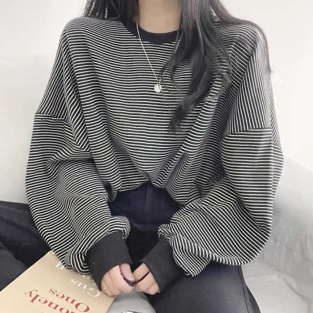 New Striped Thick Hoodie Designer Sportswear Autumn And Winter Long Sleeved Loose Plus Size Street Casual Top Retro Fashion Women's Clothing