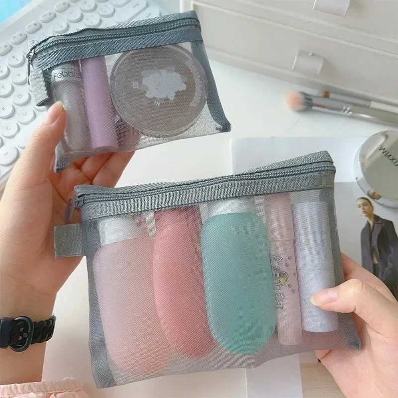 1/3 mesh transparent cosmetic bag small large and black cosmetic bag portable travel toilet manager lipstick storage bag W250109