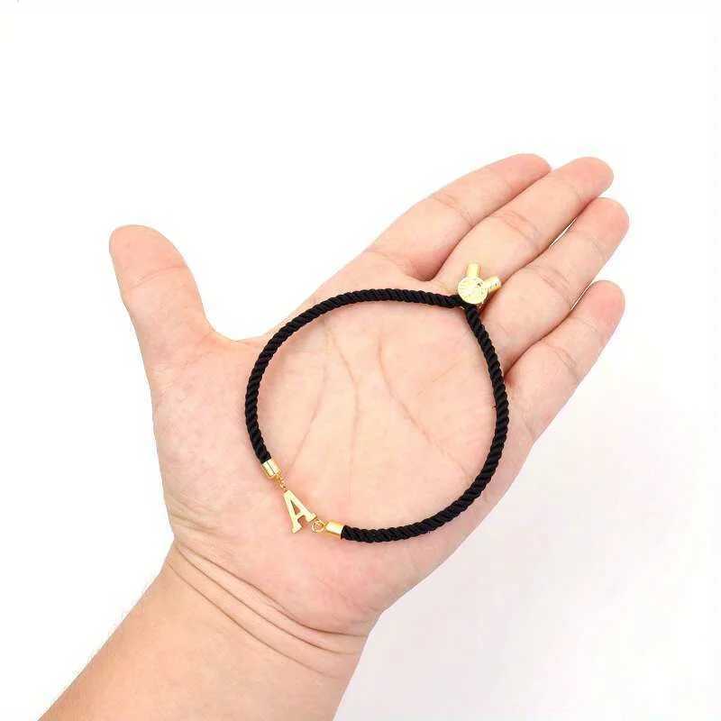 1pc Letter Beads Black Rope Bracelet Simple Classical Hand Rope Jewelry Decoration For Women Birtay GiftXJ250109