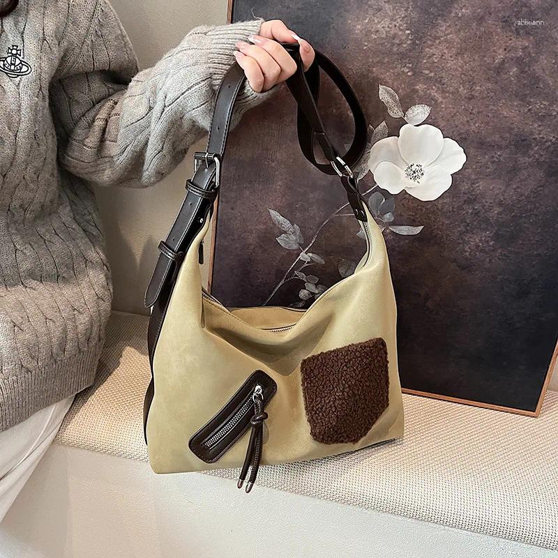 Totes Fashion Suede Leather Women Large Capacity Commuter Versatile Shoulder Senior Sense Furry Crossbody