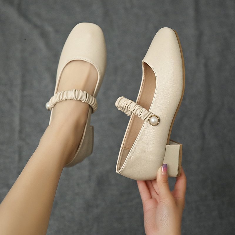 Ddmywed New Spring And Summer Mid Round Head Thick Heel Buckle Fashion Single Shoe Color Women's Shoes Chinese Brand Shoes F0109-26 ddmythur