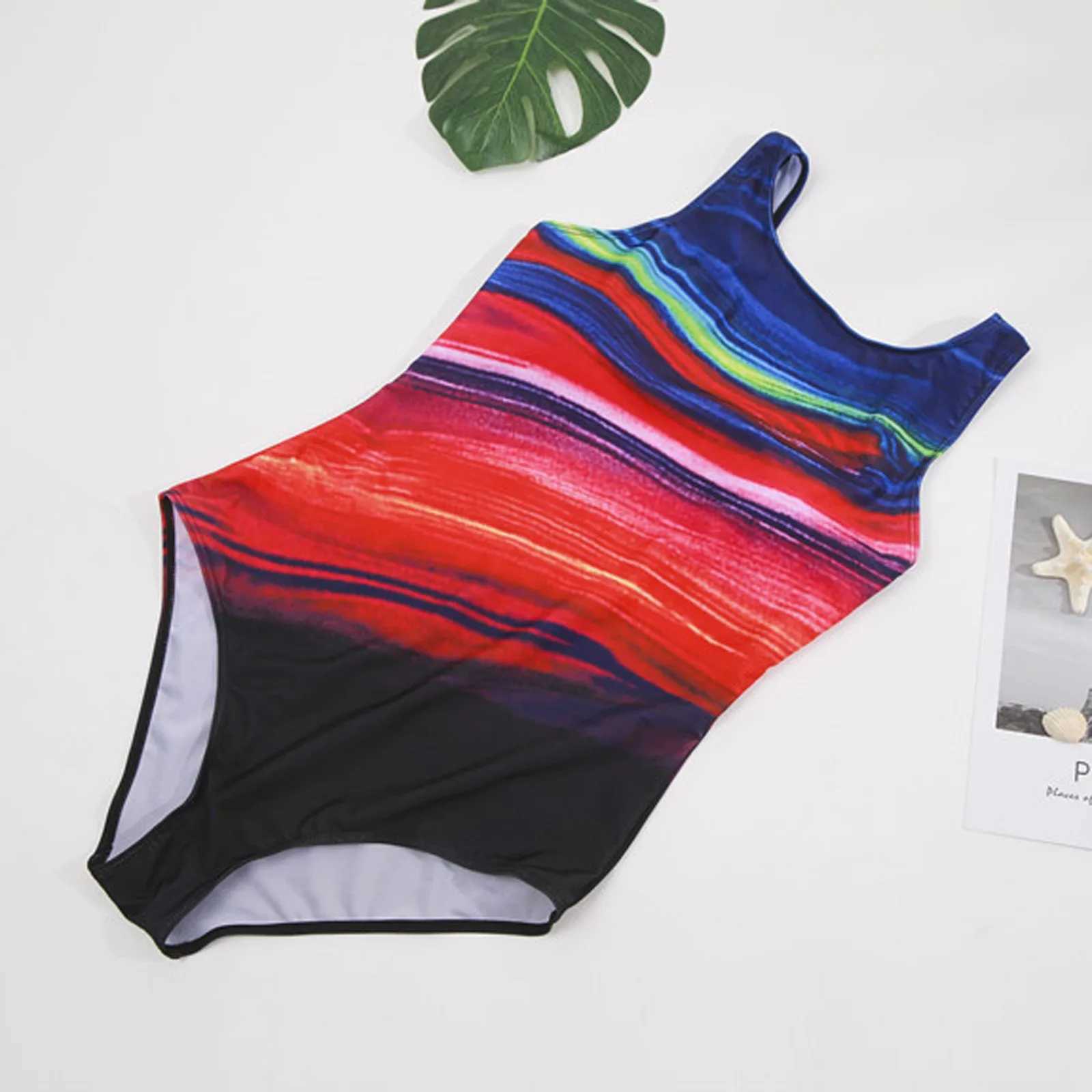 Plus Size Gradient Stripe Womens One Piece Swimsuit Fashion Large Size Beachwear Bikini Swimwear Bathing Push Up Swimsuit LadyXJ240108