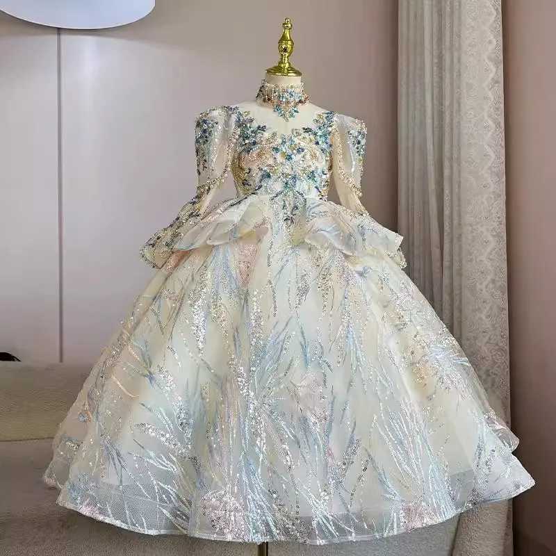 ICJAEHAO Childrens Catwalk Dress for Girl New Heavy Industry Fluffy Yarn Princess Dress Girls Piano Solo Performance CostumesXJ250108