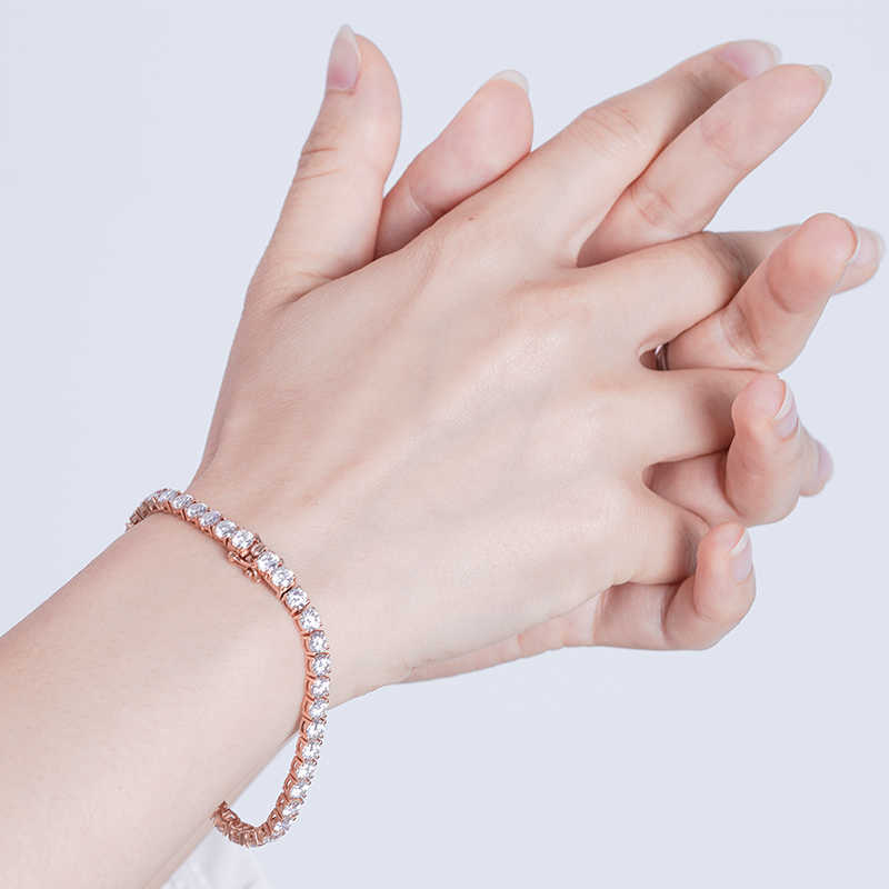 Fine Jewelry 2mm 2.5mm 3mm 4mm 5mm 6mm Round Cut DEF VVS Moissanite S925 Silver Women Tennis Bracelet