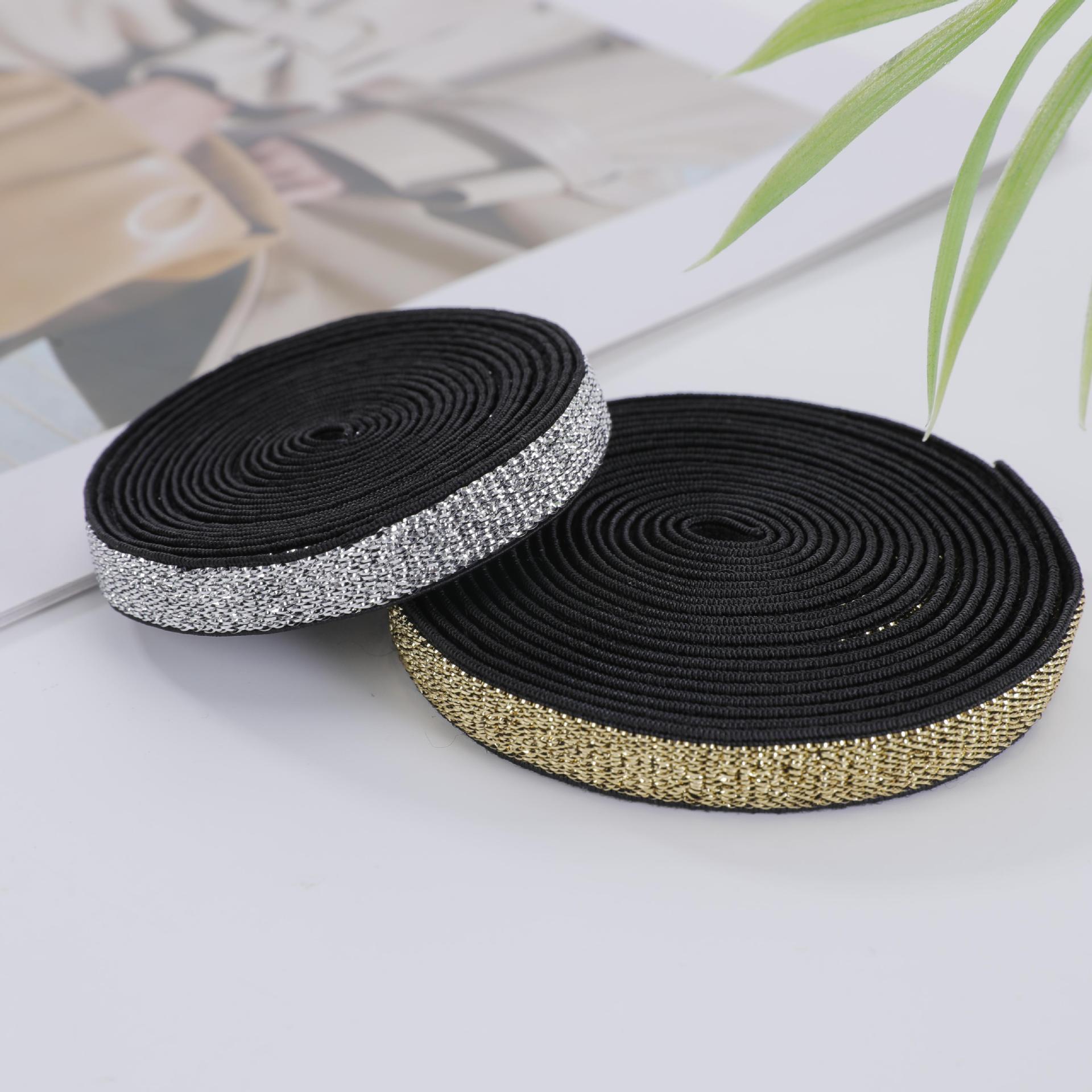 Elastic band width colorful gold and silver silk flat high elasticity thin elastic band pants waist